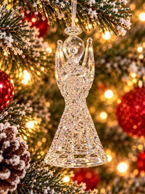 Glass Angel Christmas Ornament Playing Trumpet Plastic Hanging Decor Holiday